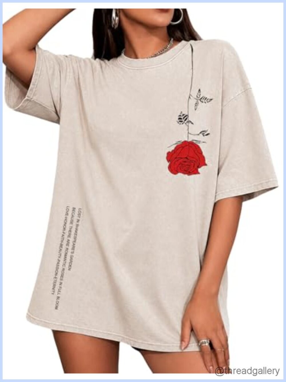 Oversized Cotton Graphic Tee Short Sleeve Crew Neck Casual Summer Top